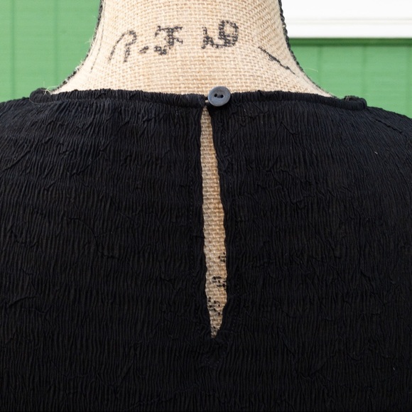 COPY - Eileen Fisher Black Sheer Crepe Midi Shift Dress - Picture 6 of 8